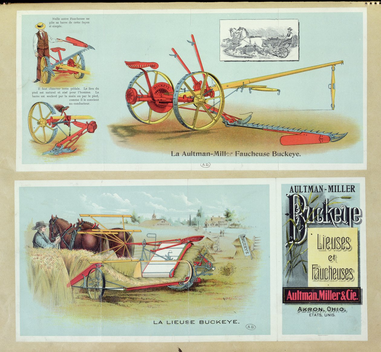 Poster die Aultman-Miller Buckeye Binders en Reapers adverteert, eind 19e eeuw door French School