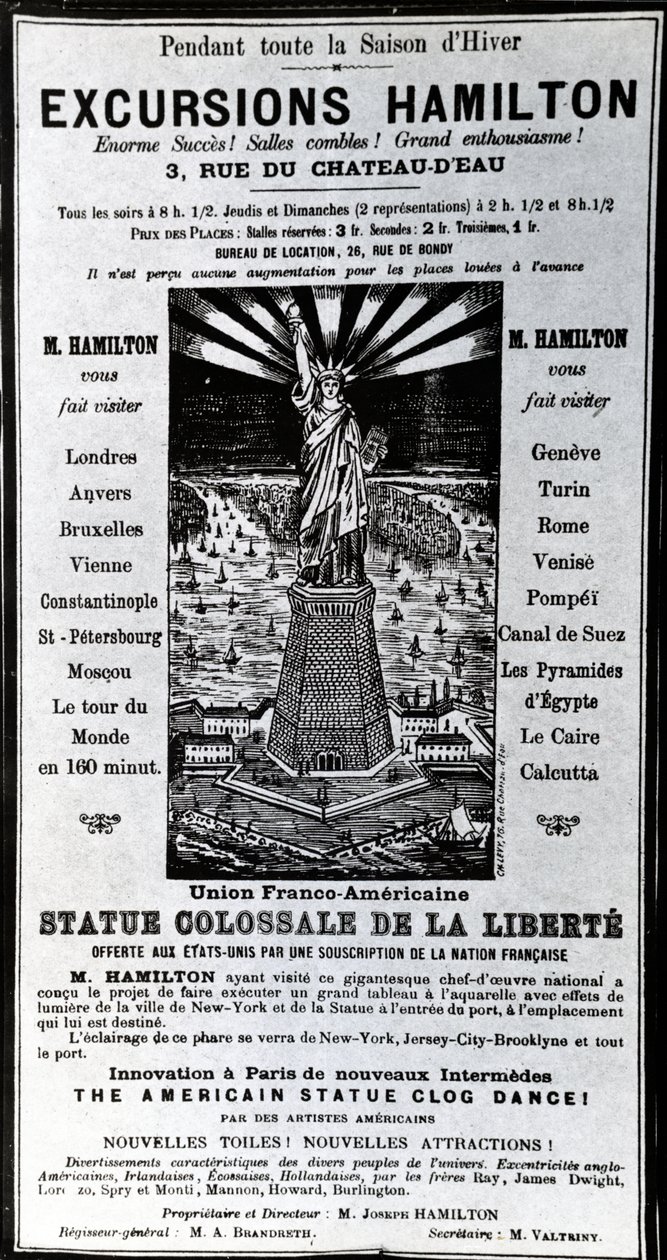 Poster die Excursies Hamilton adverteert, c.1890 door French School