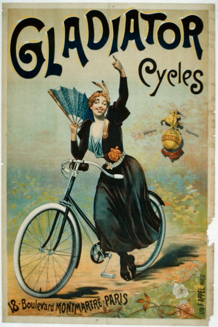 Poster die Gladiator Cycles adverteert, Boulevard Montmartre, Parijs door French School
