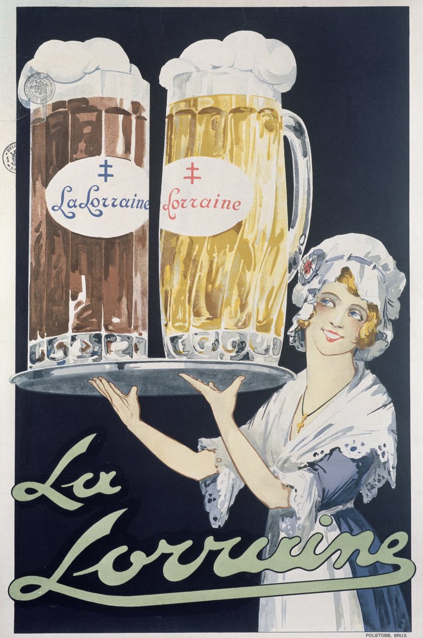 Poster die La Lorraine bier aankondigt door French School