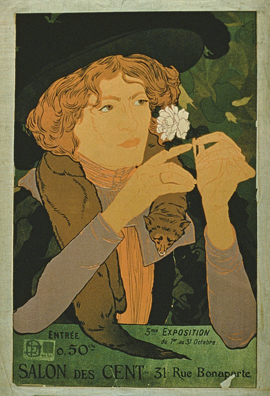 Poster voor de vijfde tentoonstelling voor de Salon Des Cent, Parijs door French School
