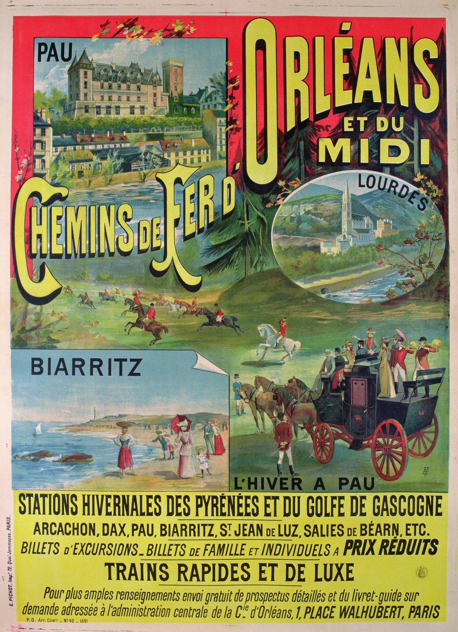 Poster ter promotie van de spoorwegen van Orleans en Midi, Frankrijk door French School