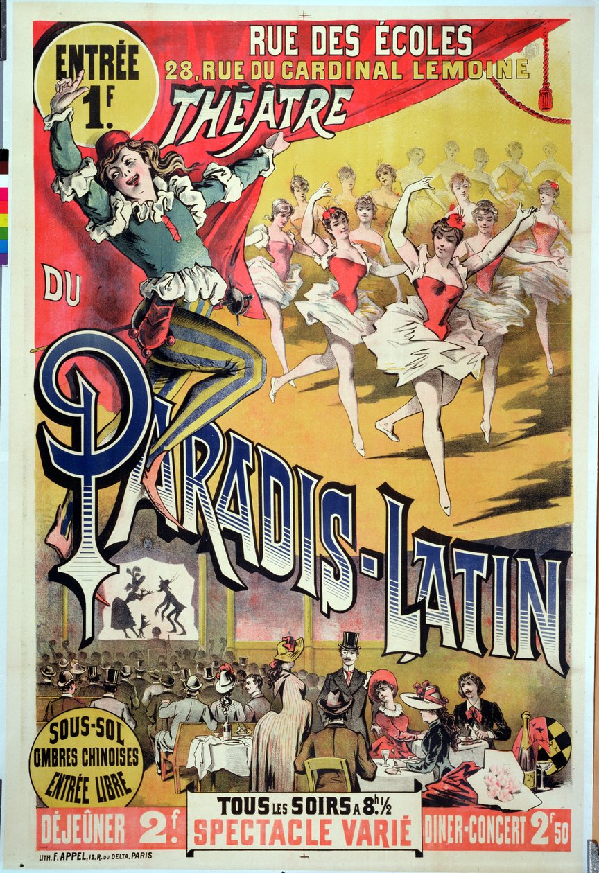Poster voor het Theatre du Paradis Latin, c.1880-90 door French School