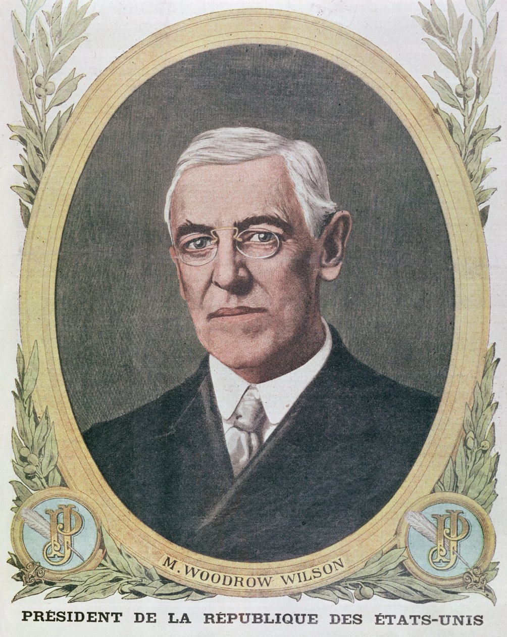 President Woodrow Wilson (1856-1924), illustratie uit Le Petit Journal 1917 door French School