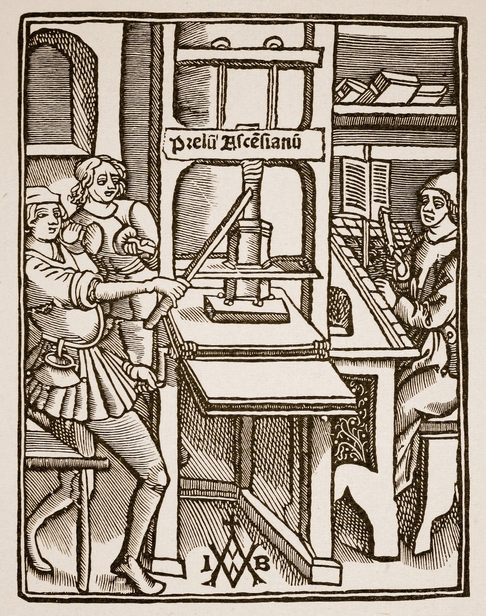 Drukpers, titelpagina van Hegesippus, gedrukt door Jodocus Badius Ascensius, Parijs, 1511 door French School