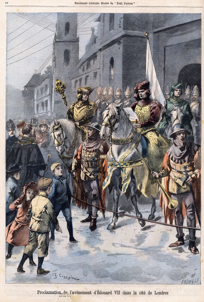 Proclamatie van de toekomst van Edward VII koning van Engeland op de dag van de dood van koningin Victoria op 22 januari door French School