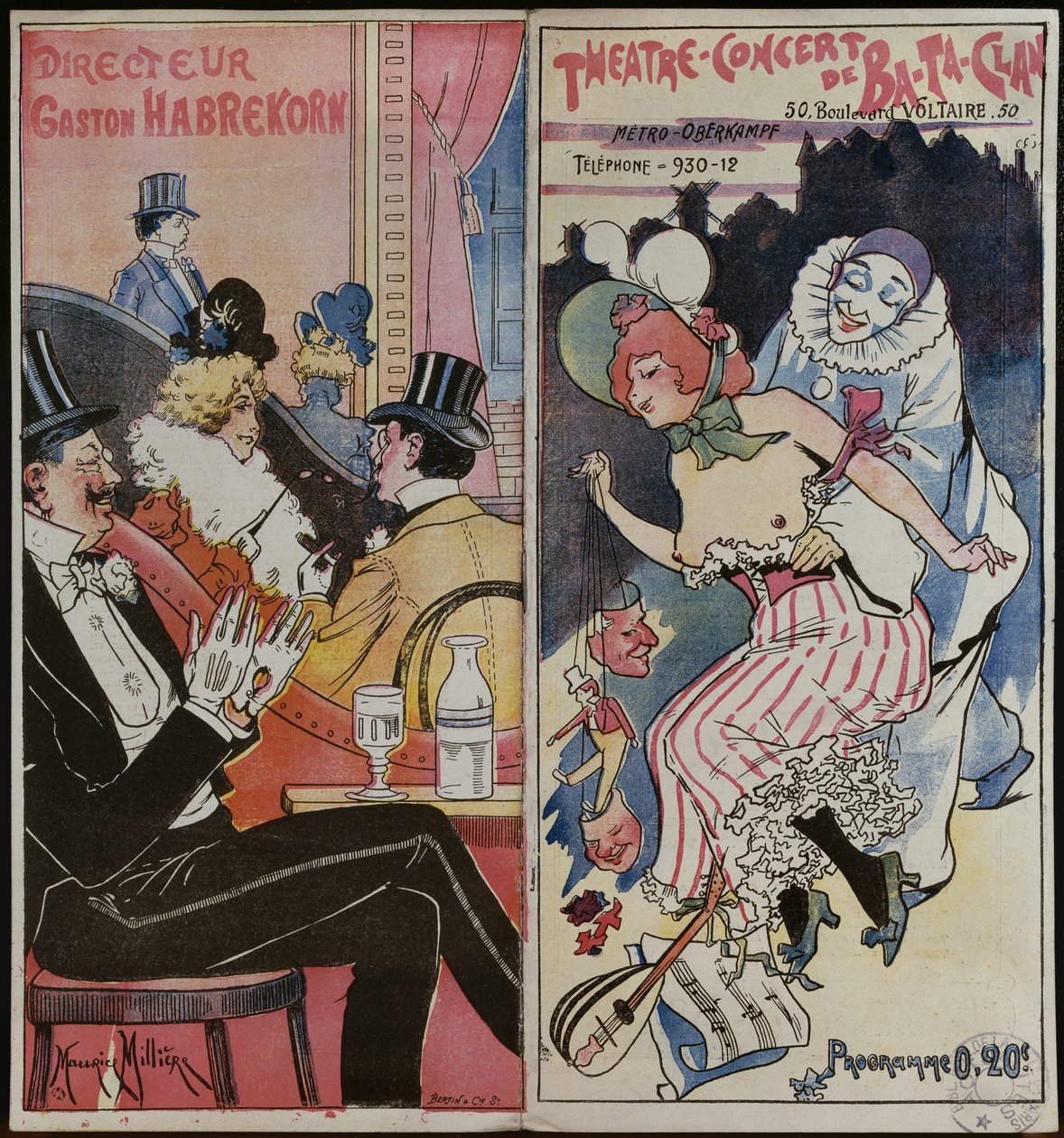 Programma voor het Ba-Ta-Clan caféconcert, c.1905 door French School