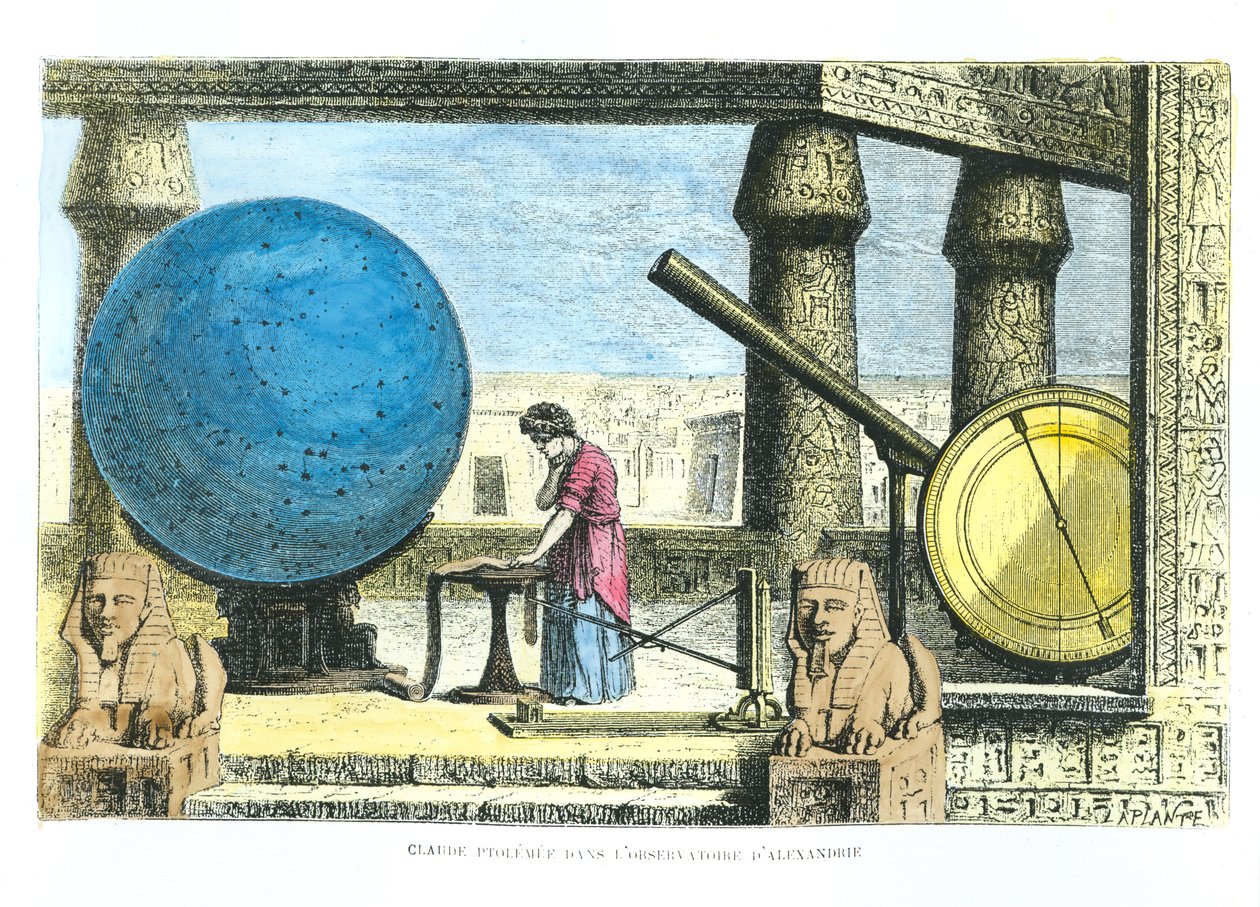 Ptolemaeus (c.90-168) in het observatorium van Alexandrië, uit La Vie des Savants Illustres door Louis Figuier door French School