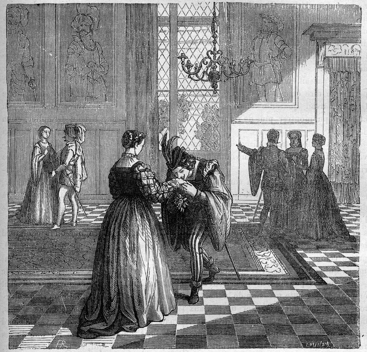 Koningin Margarita van Navarra (1492-1549) ontmoet Pomini. door French School