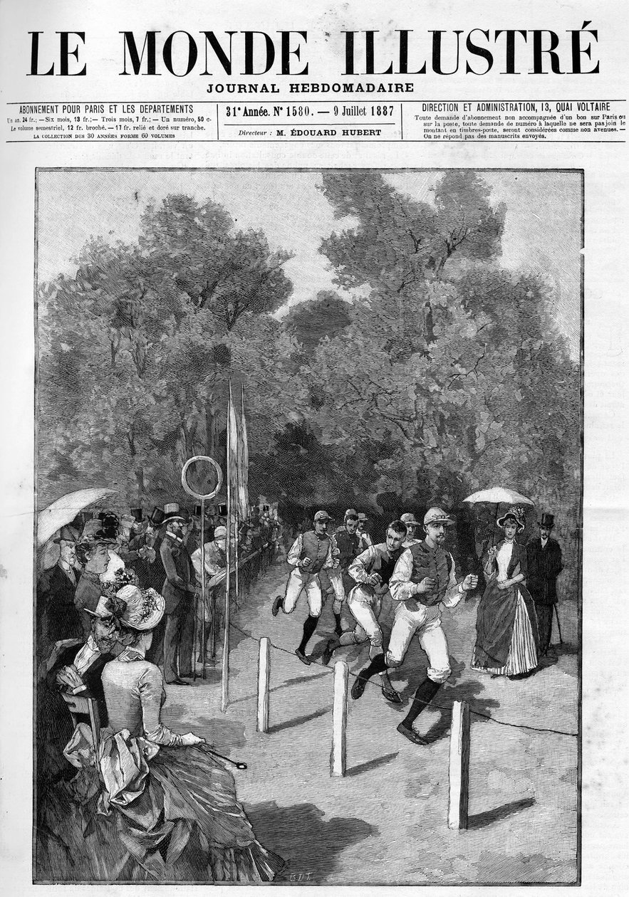 Race van de Racing Club in het Bois de Boulogne in 1887 door French School