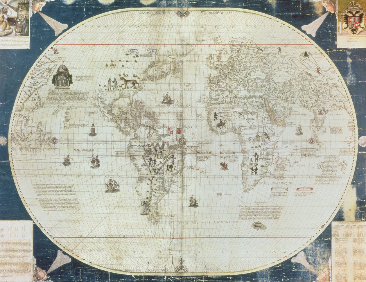 Rc C 2487 Wereldkaart, ontworpen door Sebastien Cabot (c.1476-1557), 1544 door French School