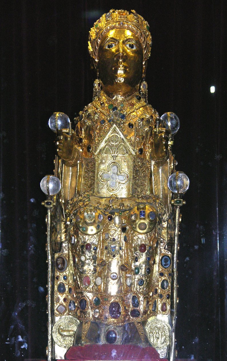 Reliekbeeld van St. Foy, c.980 (goud, zilver, hout, edelstenen en halfedelstenen) door French School
