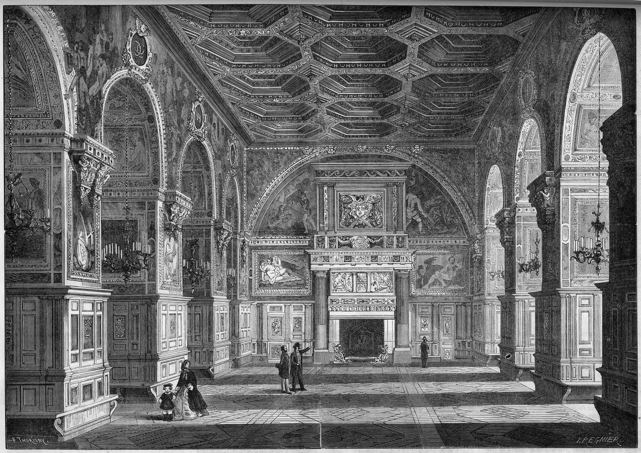 Renaissance architectuur: algemeen zicht op de balzaal met Frans plafond gerealiseerd door Niccolo dell