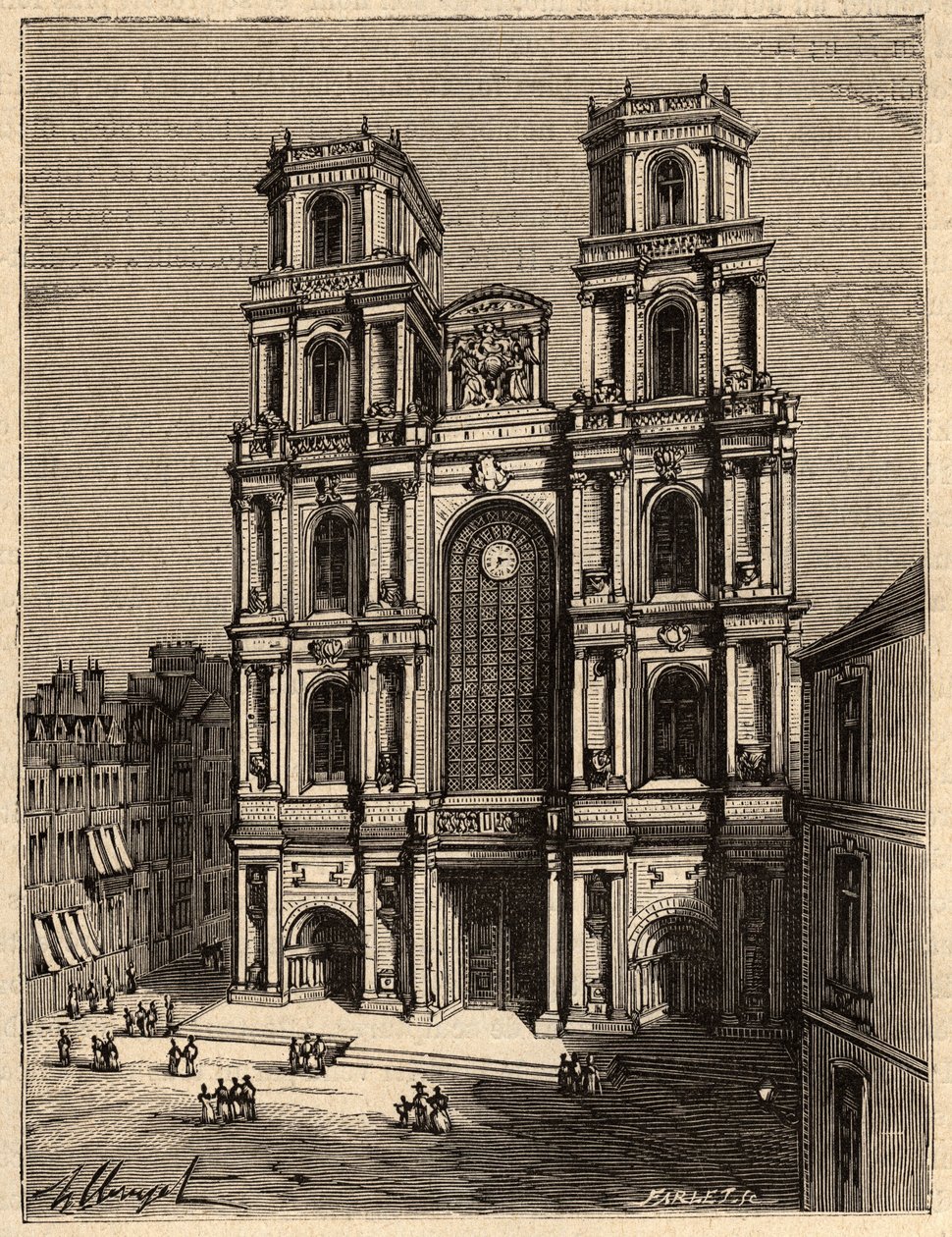 Rennes - De Kathedraal Saint Pierre - gravure in 