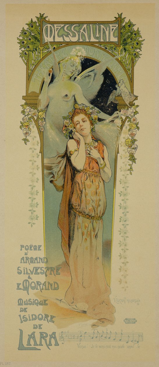 Reproductie van een poster die de opera Messaline adverteert, Casino de Monte Carlo, 1898 door French School