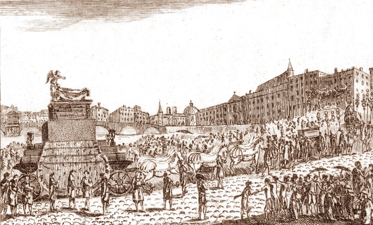 Terugkeer van de as van Voltaire (Francois Marie Arouet genaamd Voltaire) door French School