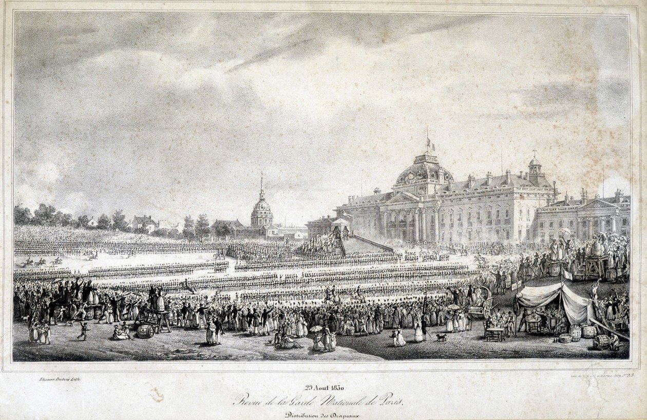 Revue van de nationale garde van Parijs op 29/4/1830 door French School