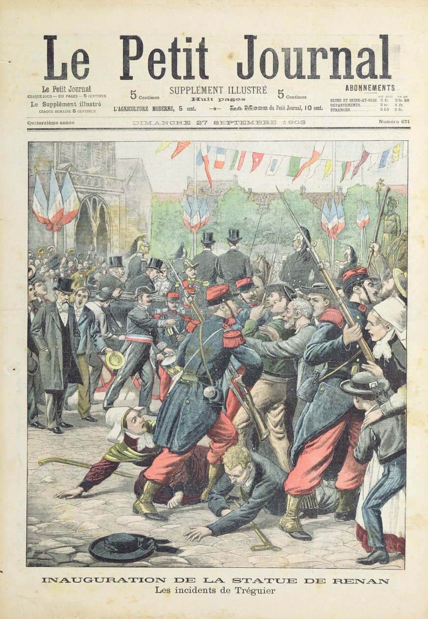 Rel in Treguier bij de inhuldiging van een standbeeld van Renan, omslagillustratie van 