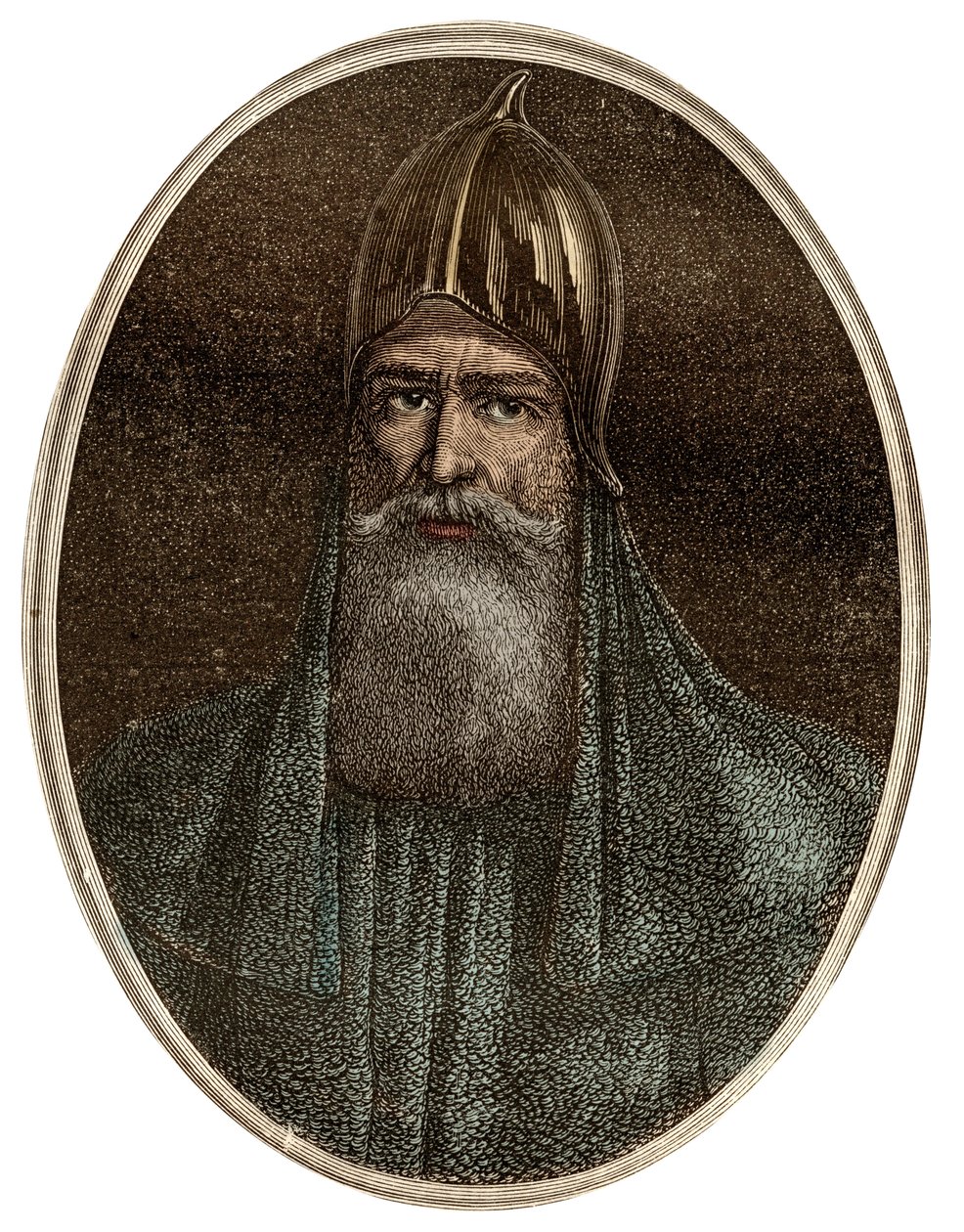 Riourik, Varangische prins van de 9e eeuw - Portret van Rurik, een Varangische hoofdman en stichter van Kievan Rus - Nieuwe Nationale Encyclopedie door Maurice La Charest. door French School