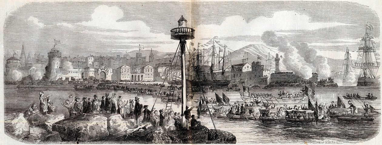 Risorgimento - (Oorlog tegen Oostenrijk) - Livorno Ontscheping van een Frans leger onder bevel van Prins Napoleon (Napoleon Jerome Bonaparte) - 23 mei door French School