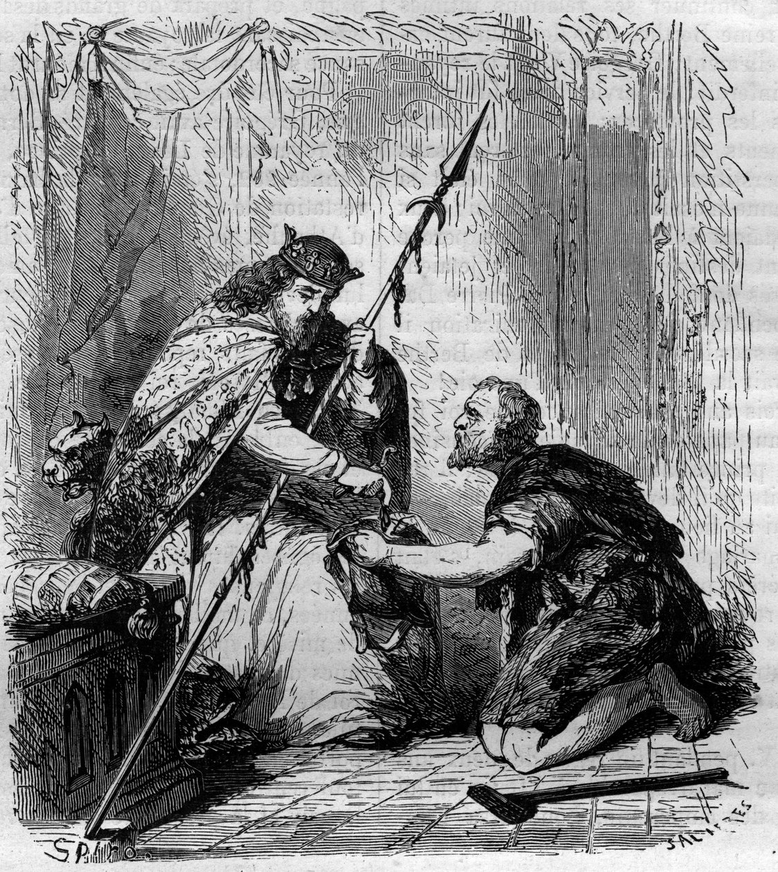 Robert II de Vrome (972-1031), Koning van Frankrijk, uitdelend aalmoezen. Gravure in 
