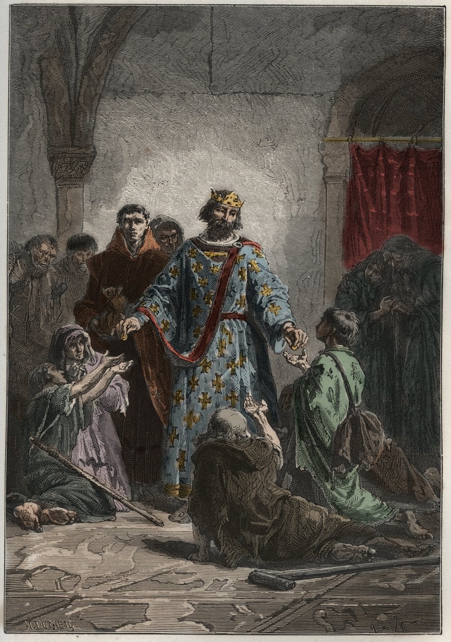 Robert II de Vrome, capetiaanse koning van Frankrijk - gravure uit 