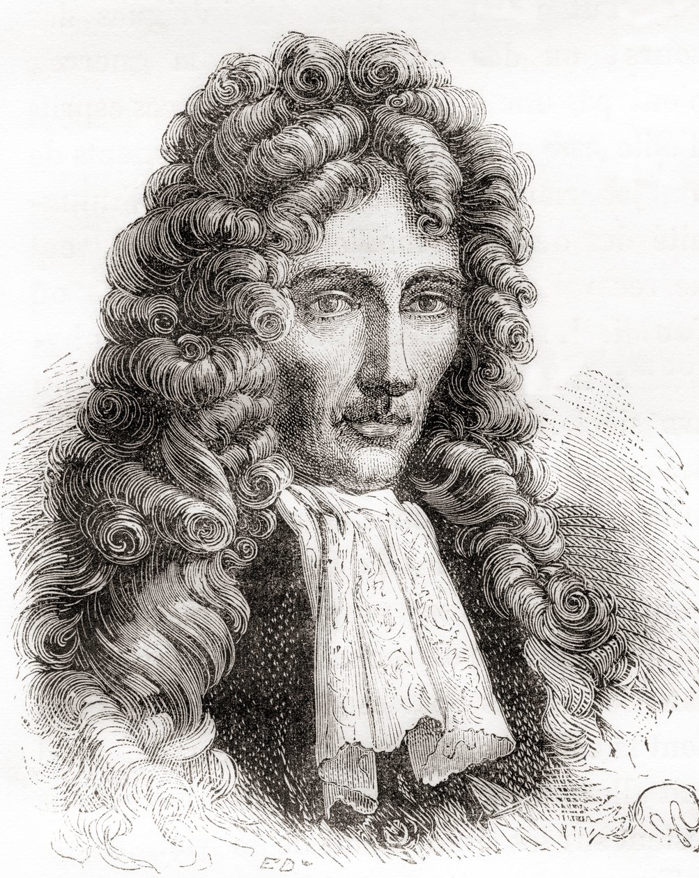 Robert William Boyle, Anglo-Ierse natuurfilosoof, chemicus, natuurkundige en uitvinder, uit Les Merveilles de la Science, pub. 1870 door French School
