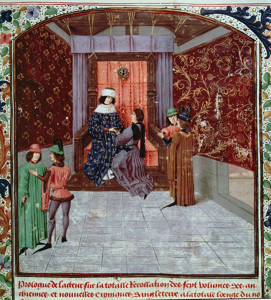 Edward IV ontvangt het boek van de auteur, uit Anciennes Chroniques d