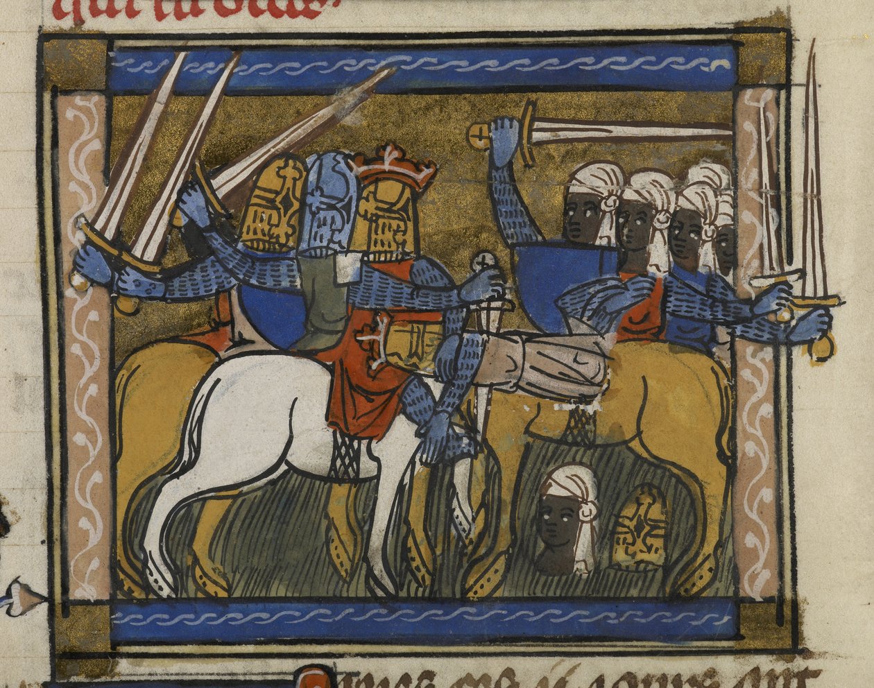 Royal MS 19 D I, f.77v Slag van Dzjengis Khan en Prester John, uit 