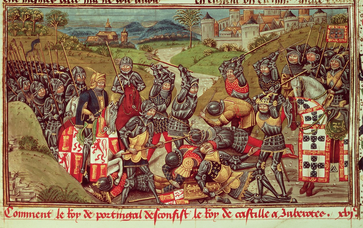 Juan I van Avis verslaat Juan I van Castilië in de Slag bij Aljubarrota, Portugal door French School