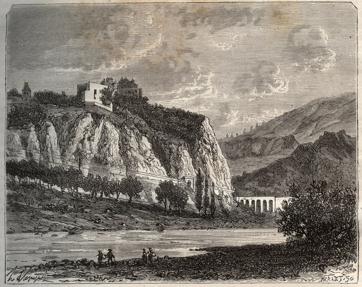 Saint-Paul-en-Cornillon - Loire, in de Rhone-Alpes regio - gravure in 