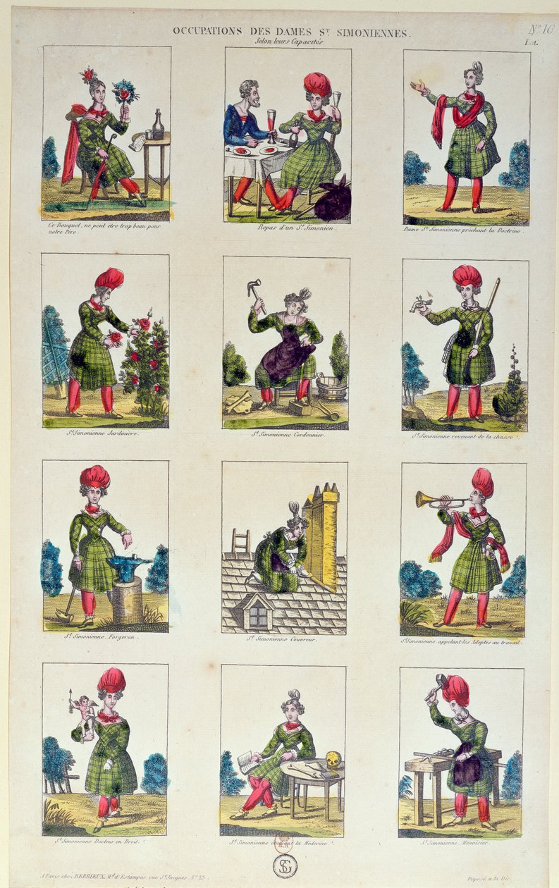 Saint-Simonian Vrouwen en hun bezigheden, c.1830 door French School