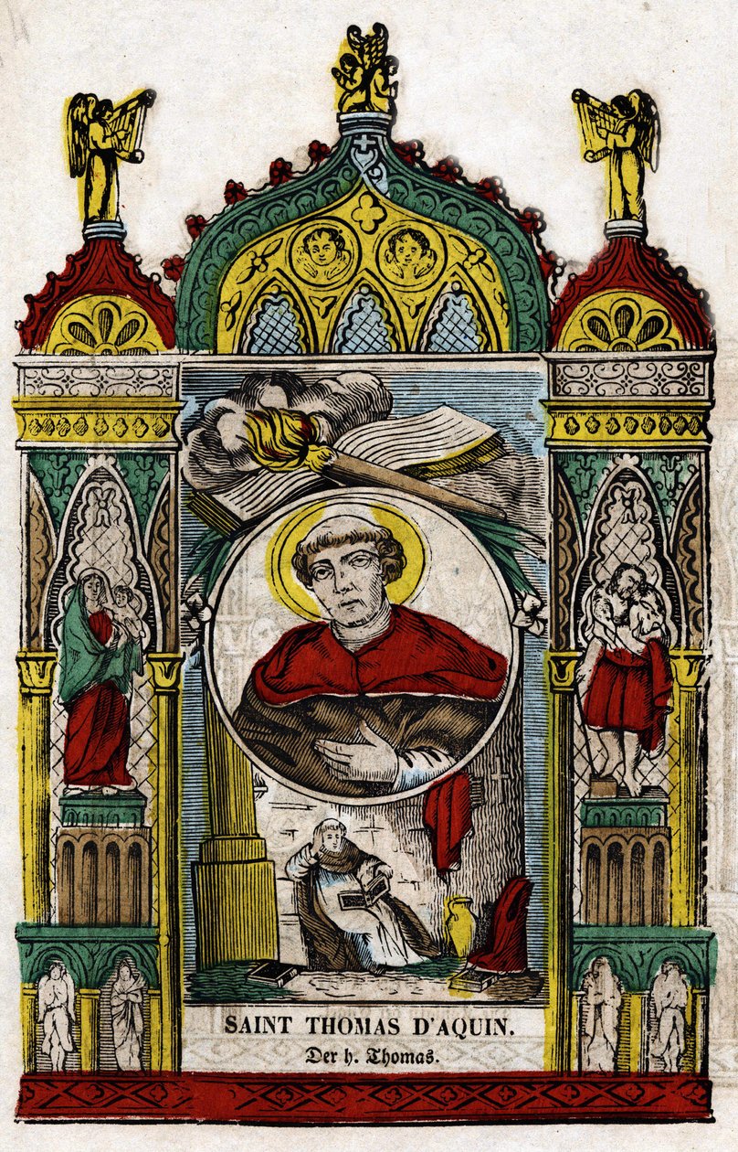 Heilige Thomas van Aquino (1228 - 1274). Epinal afbeelding, eerste helft van de 19e eeuw door French School