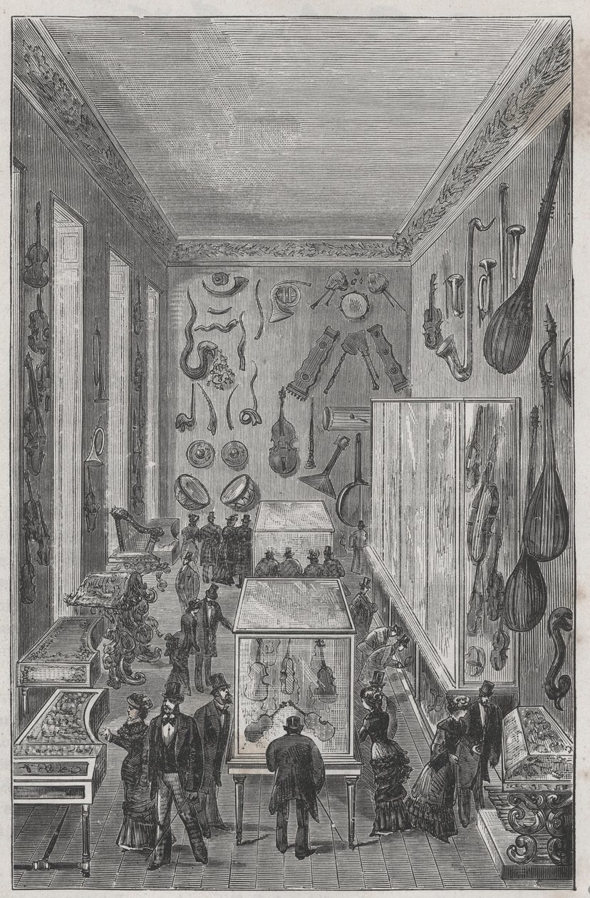Zaal van het museum van het nationaal conservatorium voor muziek van Parijs - Gravure in 
