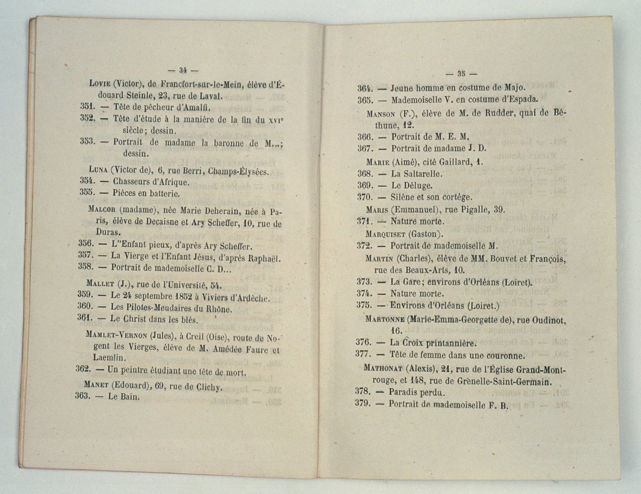 Salon des Refuses catalogusvermelding voor Manets Le Bain (Dejeuner sur LHerbe) 1863 door French School