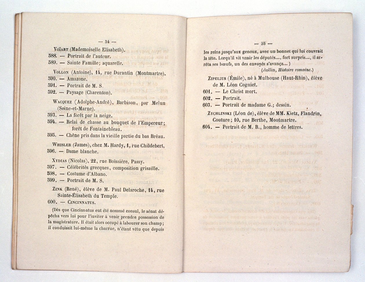 Salon des Refuses catalogusvermelding voor Whistlers Dame Blanche (Symphony in White No.1: The White Girl) 1863 door French School