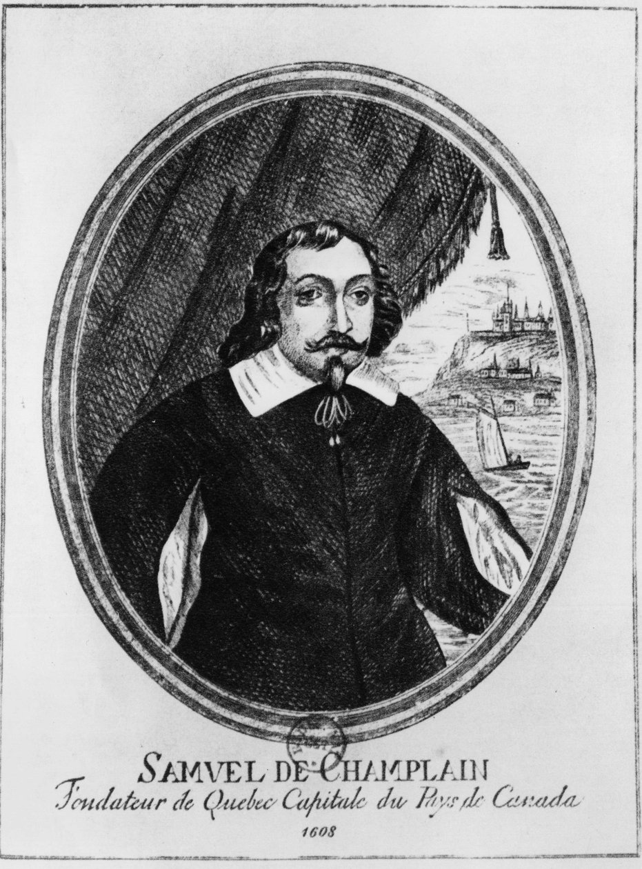 Samuel de Champlain (1570-1635), anonieme gravure. door French School