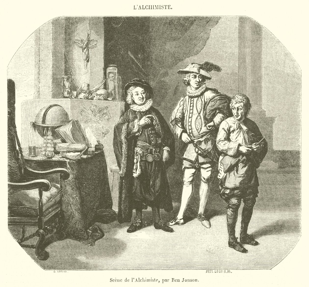 Scène van de Alchemist (gravure) door French School
