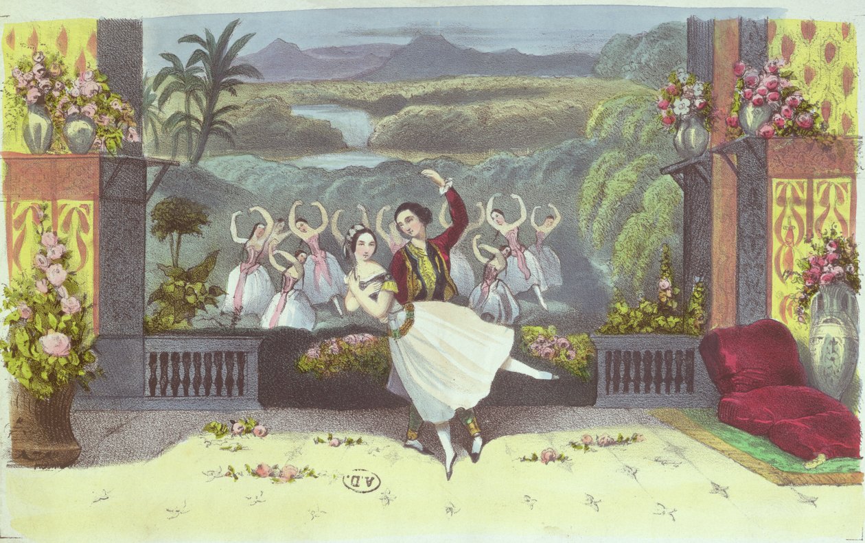Scène uit La Peri door Jean Coralli (1779-1854) en Theophile Gautier (1811-72) 1843 door French School