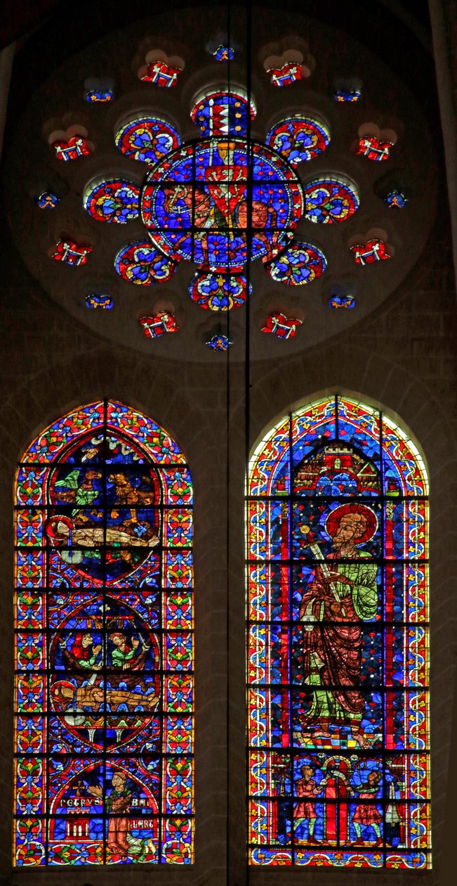 Scènes betreffende de dood van St. Vincentius; St. Paulus; een Montfort ridder in de roos door French School