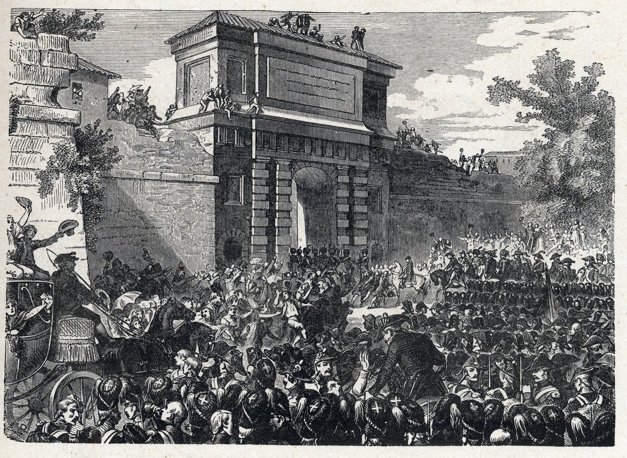Tweede coalitie: de Slag bij Hohenlinden (bij München, Duitsland) op 12 Frimaire jaar IX (3 december 1800) tussen de Franse troepen van generaal Jean Victor Moreau en de Oostenrijkse en Beierse troepen onder bevel van aartshertog Jean Baptiste door French School