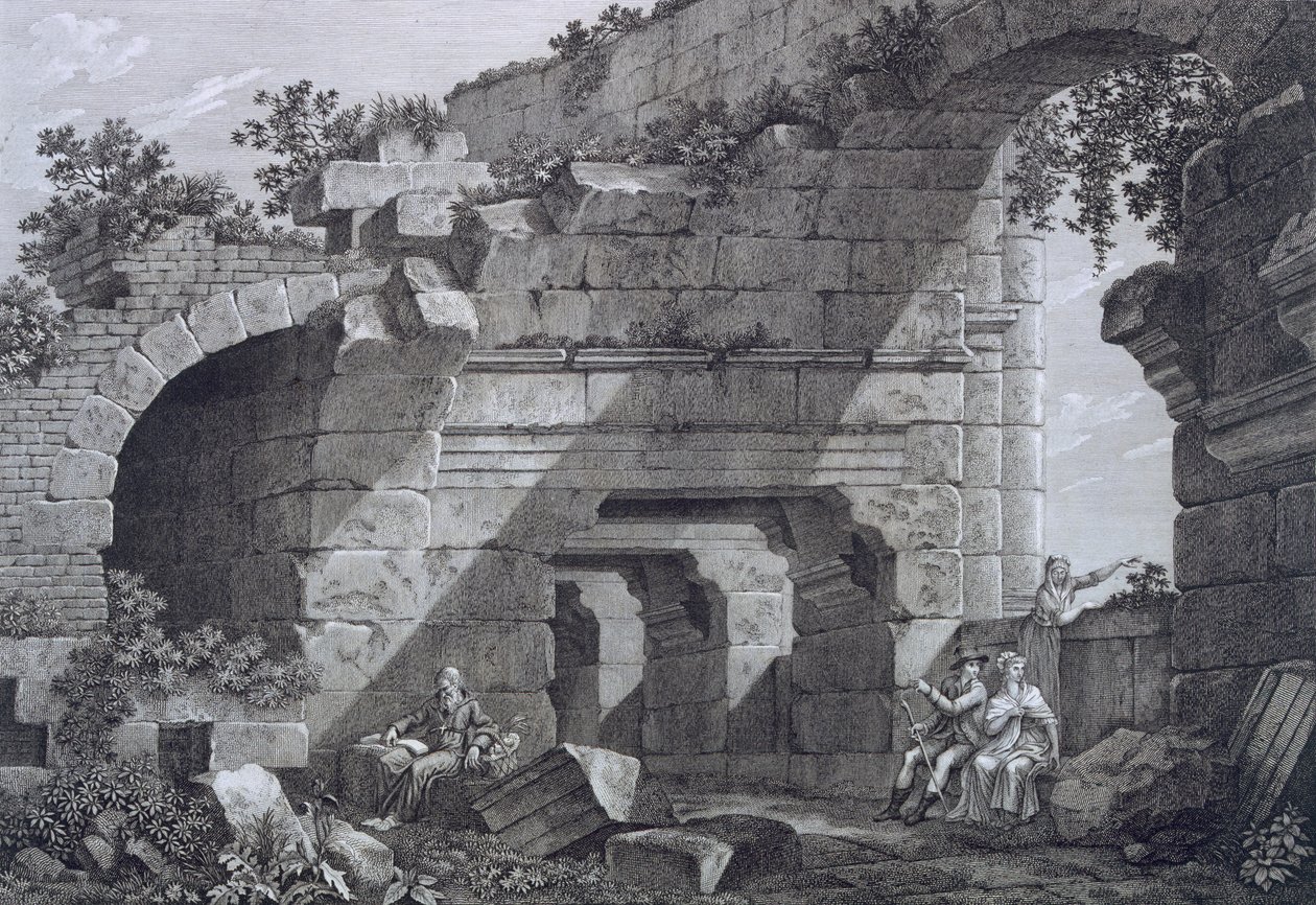 Tweede galerijen van het amfitheater in Nimes, uit Antiquités de la France: Vol I, Monuments de Nimes door French School