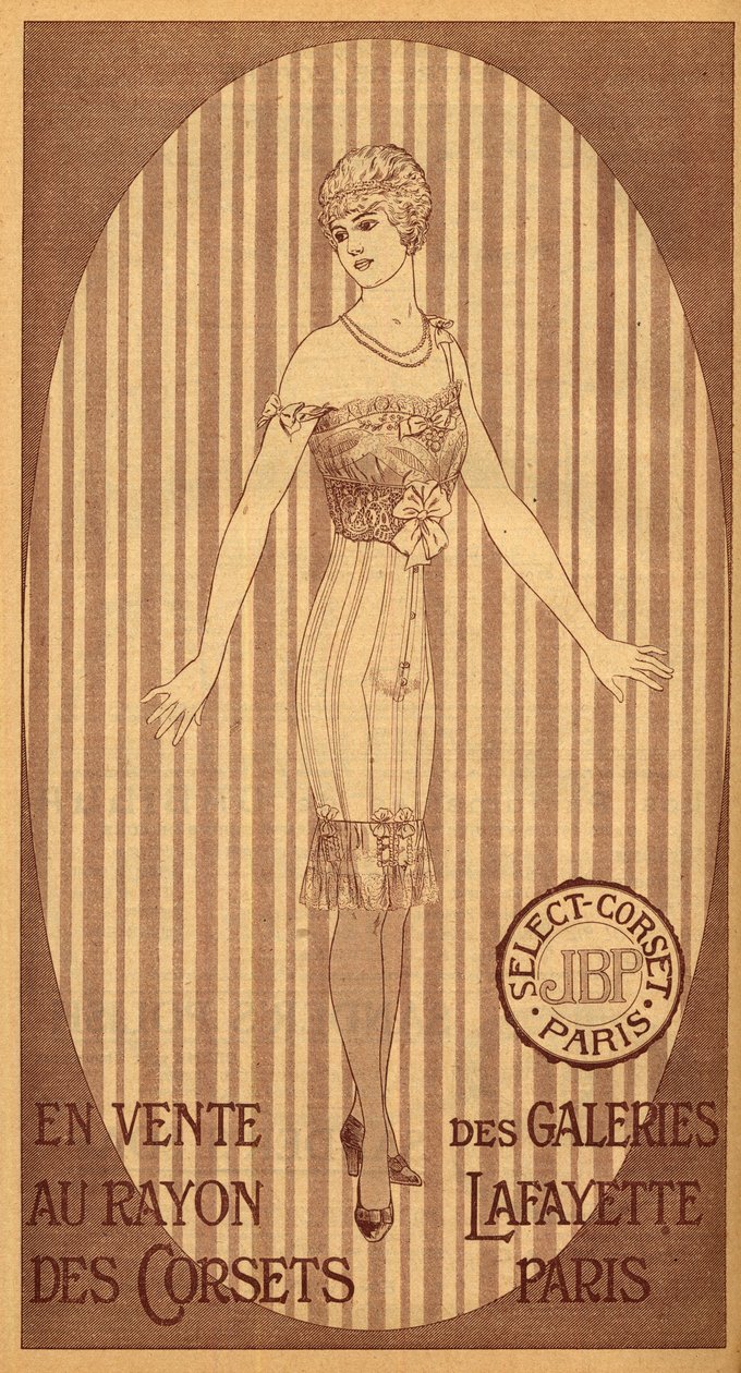 Select JPB korset te koop in de korsetafdeling van Galeries Lafayette in Parijs - 1914 door French School