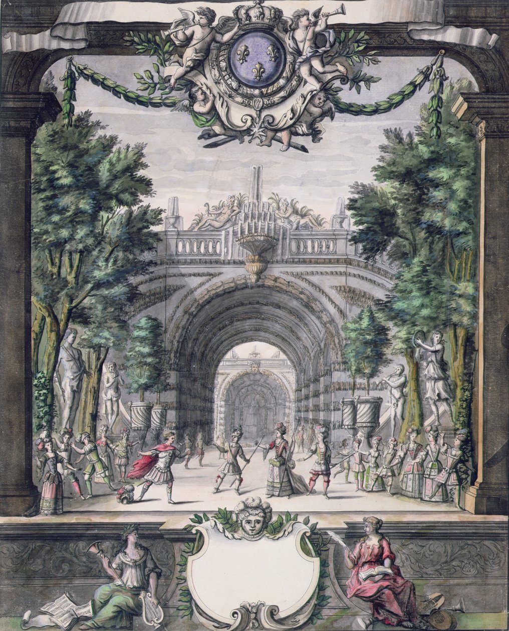 Decorontwerp voor een onbekend ballet, uit een collectie getiteld Menus Plaisirs du Roi door French School