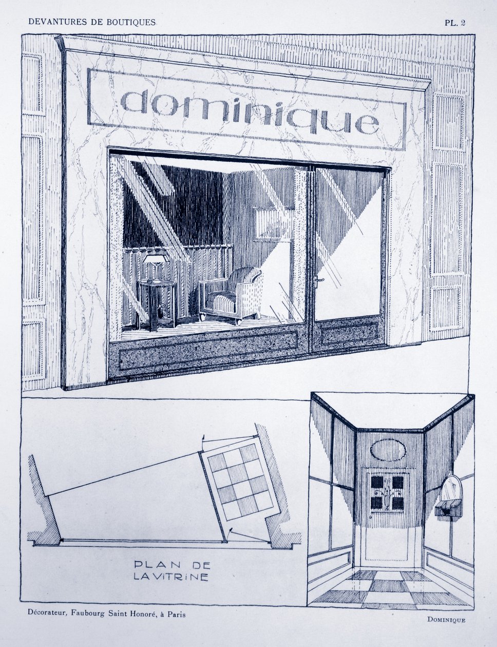 Winkelpui, plaat 2, illustratie uit Devantures de Boutiques door Louis-Pierre Sezille, Parijs, 1927 door French School