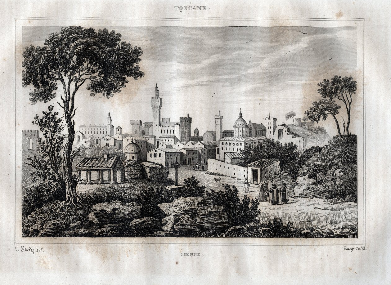 Siena - Siena - Toscane - Toscane - Gravure uit 