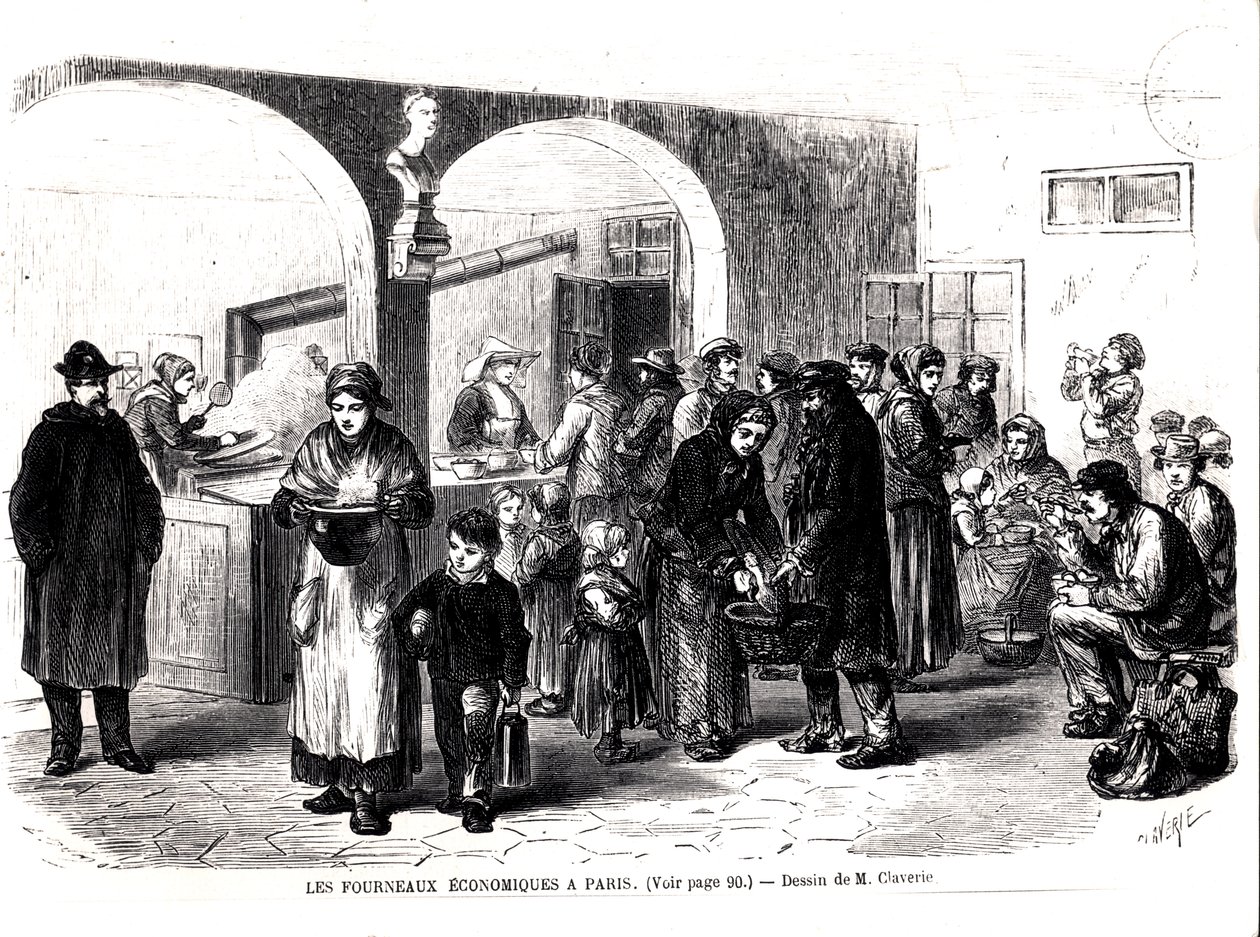 Soepkeuken in Parijs, ca. 1860 door French School