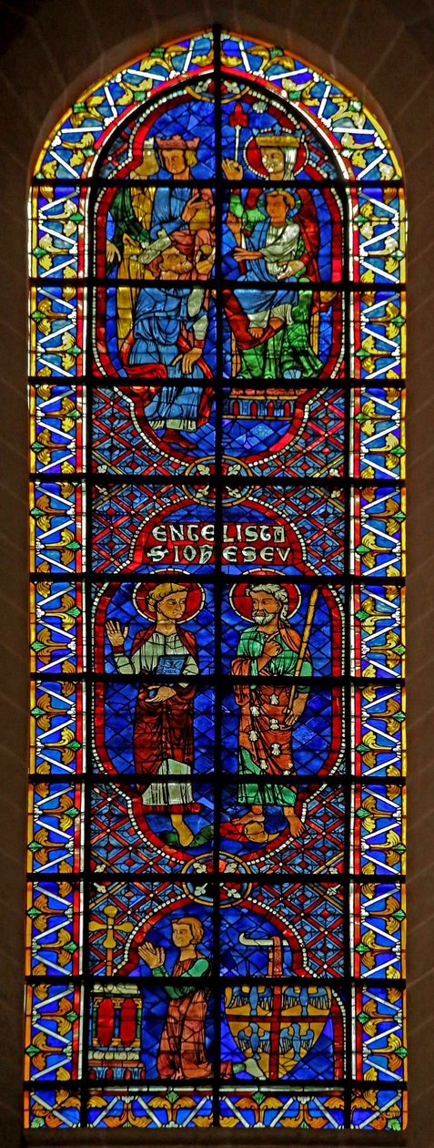Heiligen Johannes en Jacobus; Aanbidding der Wijzen; schenker: Bouchard de Marly door French School