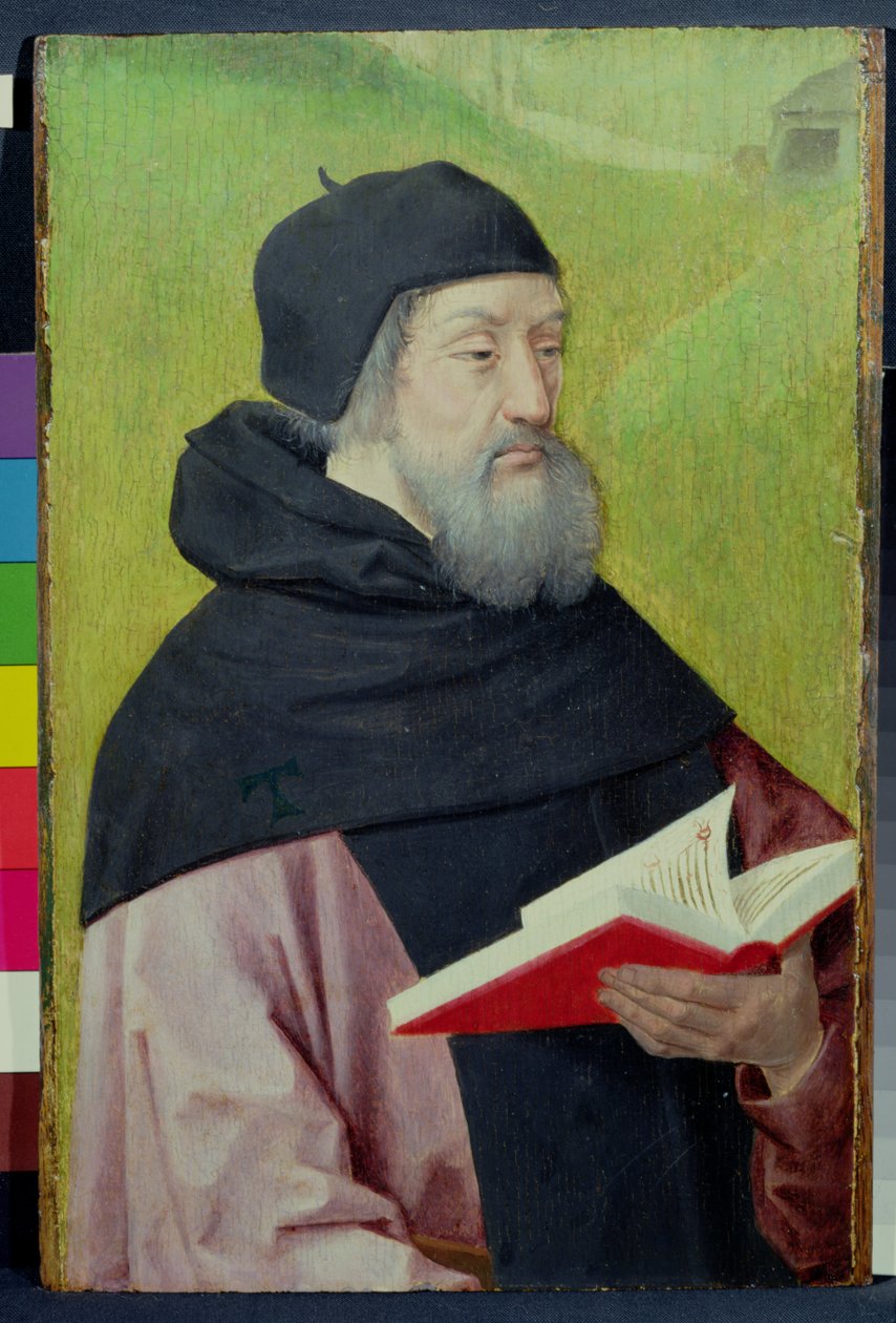 St. Antonius Abt (olieverf op paneel) door French School