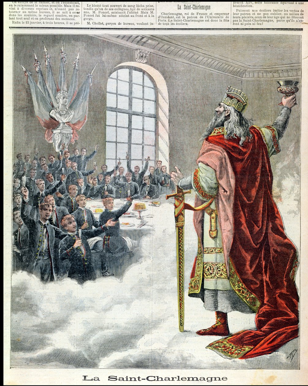 St. Charlemagne, patroonheilige van schoolkinderen, uit Le Petit Journal Illustré, 1892 door French School